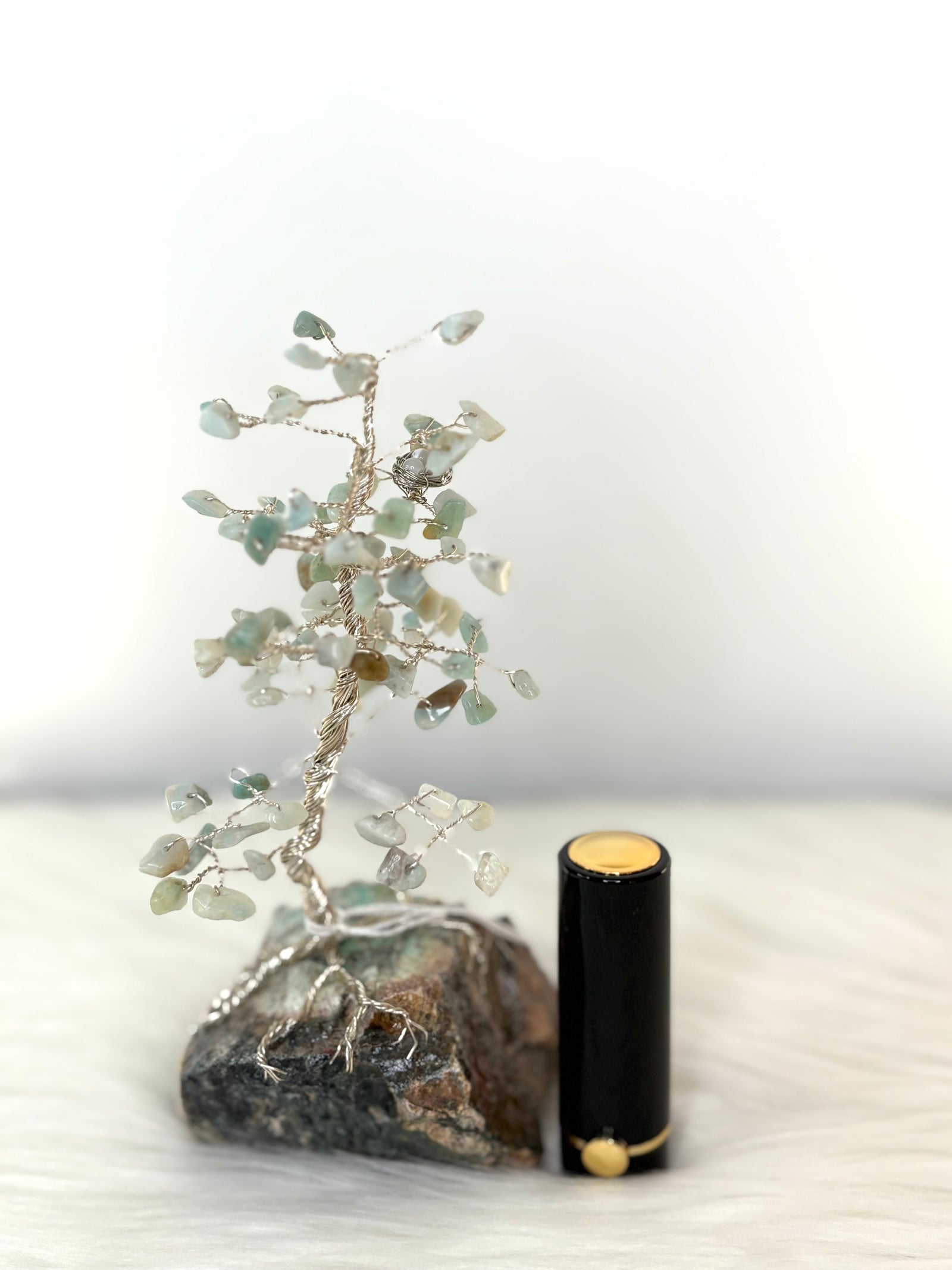 Amazonite Crystal Gem Tree Handmade + Free Hydralip Stick